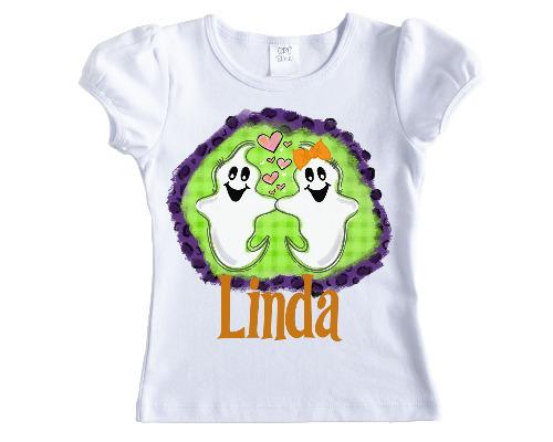 Ghost Love Halloween Girls Personalized Shirt - Sew Lucky Embroidery