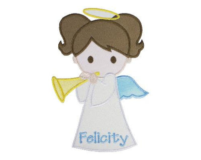 Girl Christmas Angel Personalized Sew or Iron on Embroidered Patch