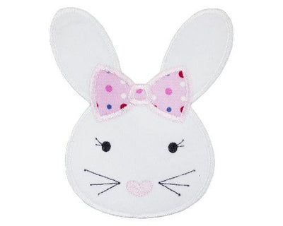 Girl Easter Bunny Face Sew or Iron on Embroidered Patch