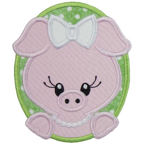 Girl Pig Patch - Sew Lucky Embroidery
