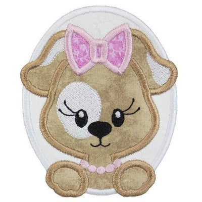 Girl Puppy Dog Sew or Iron on Embroidered Patch