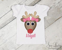 Girl Reindeer Personalized Shirt - Sew Lucky Embroidery