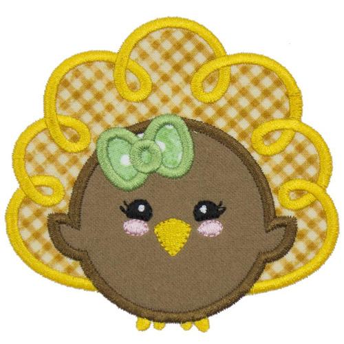 Girl Turkey Patch - Sew Lucky Embroidery