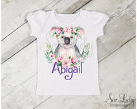 Girls Cute Koala Bear Petrsonalized Shirt - Sew Lucky Embroidery