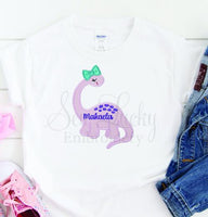 Girls Pink Personalized Dinosaur Patch - Sew Lucky Embroidery