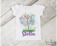 Girls Springtime Tree Personalized Shirt - Sew Lucky Embroidery