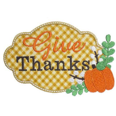 Give Thanks Fall Sew or Iron on Embroidered Patch