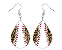 Glitter Leopard Baseball Teardrop Earrings - Sew Lucky Embroidery