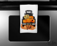Halloween Truck Kitchen Towel - Waffle Weave Towel - Microfiber Towel - Kitchen Decor - House Warming Gift - Sew Lucky Embroidery