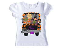 Halloween Witch Truck Personalized Girls Shirt - Sew Lucky Embroidery