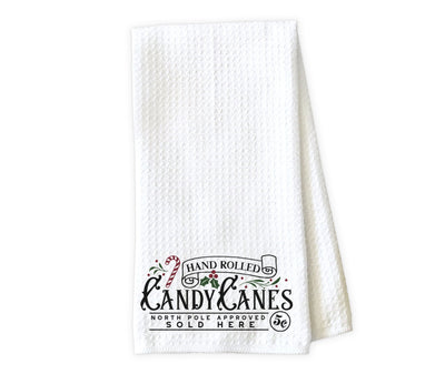 Hand Rolled Candy Canes Waffle Weave Microfiber Kitchen Towel