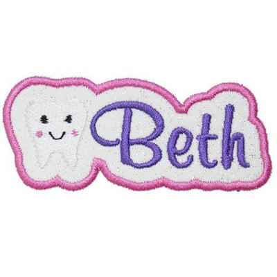 Happy Tooth Name Sew or Iron on Embroidered Patch