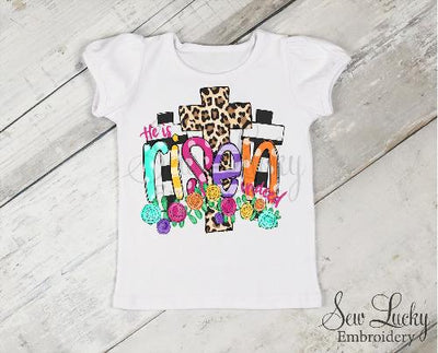 He is Risen with Crosses Girls Easter Shirt