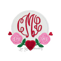 Valentine with Roses Monogrammed Patch - Sew Lucky Embroidery