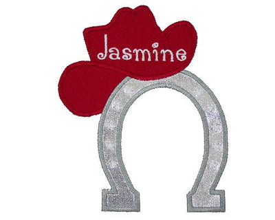 Horseshoe personalized Sew or Iron on Embroidered Patch