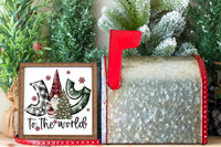 Joy to the World Gnome Christmas Tier Tray Sign - Sew Lucky Embroidery