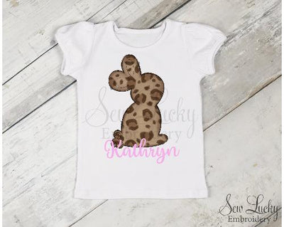 Leopard Easter Bunny Girls Personalized Shirt
