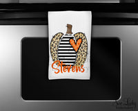 Leopard Pumpkin Fall Personalized Kitchen Towel - Waffle Weave Towel - Microfiber Towel - Kitchen Decor - House Warming Gift - Sew Lucky Embroidery