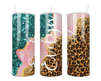 Leopard and Glitter Personalized 20 oz insulated tumbler - Sew Lucky Embroidery