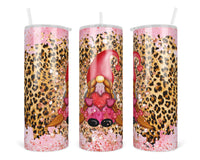 Leopard Gnome 20 oz insulated tumbler with lid and straw - Sew Lucky Embroidery