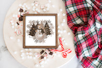 Leopard Snowman and Christmas Trees Tier Tray Christmas Sign - Sew Lucky Embroidery