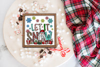Let it Snow Snowman Christmas Tier Tray Sign - Sew Lucky Embroidery