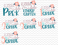 Little Miss Grade with Flower Back to School Shirt - Sew Lucky Embroidery