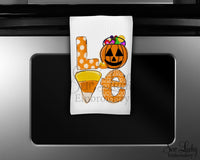 Love Halloween Kitchen Towel - Waffle Weave Towel - Microfiber Towel - Kitchen Decor - House Warming Gift - Sew Lucky Embroidery
