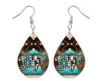 Love Turquoise Teardrop Earrings - Sew Lucky Embroidery