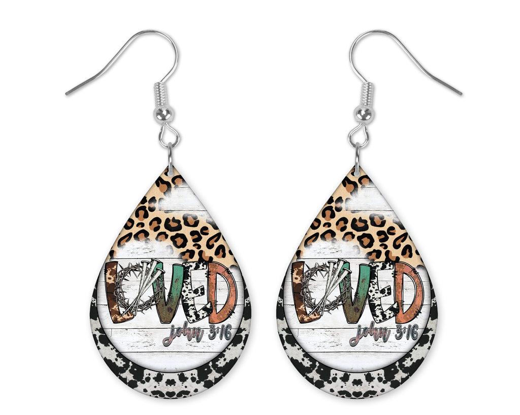 Loved John 3:16 Earrings - Sew Lucky Embroidery