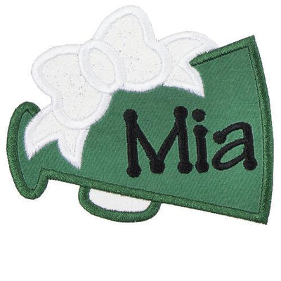 Green Megaphone Monogram Sew or Iron on Embroidered Patch