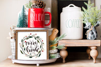Merry and Bright Christmas Tier Tray Sign - Sew Lucky Embroidery