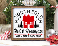 North Pole Bed & Breakfast Tier Tray Sign - Sew Lucky Embroidery