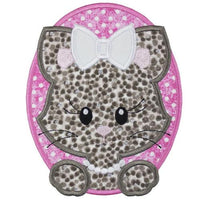 Oval Calico Girl Kitty Patch - Sew Lucky Embroidery