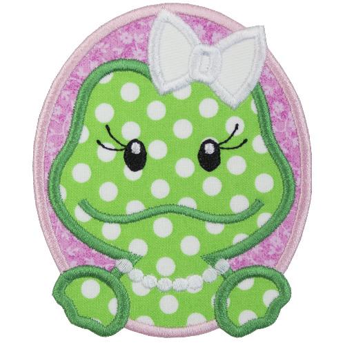 Oval Girl Frog Patch - Sew Lucky Embroidery