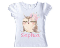 Pastel Owl Personalized Girls Shirt - Sew Lucky Embroidery