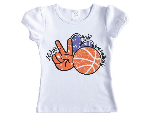 Peace Love Basketball Girls Shirt - Sew Lucky Embroidery
