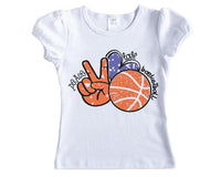 Peace Love Basketball Girls Shirt - Sew Lucky Embroidery