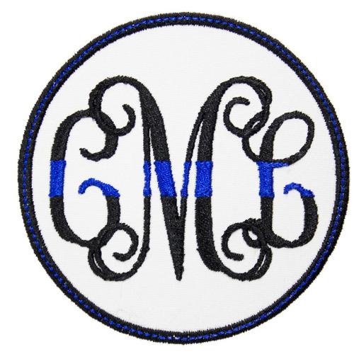 Police Blue Line Monogrammed Patch - Sew Lucky Embroidery
