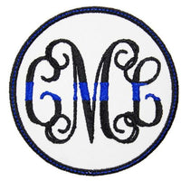 Police Blue Line Monogrammed Patch - Sew Lucky Embroidery