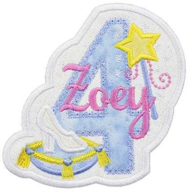 Princess Birthday Personalized Number Sew or Iron on Embroidered Patch