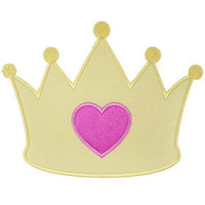 Princess Crown with Heart Sew or Iron on Embroidered Patch