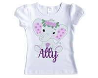 Purple Elephant Girls Personalized Shirt - Sew Lucky Embroidery