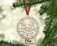Reindeer Face Christmas Ornament Personalized - Sew Lucky Embroidery