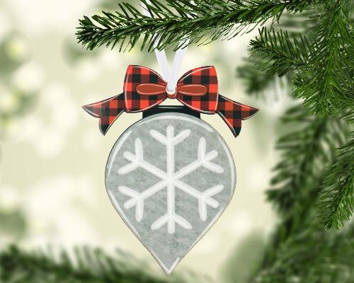 Rustic Tear Drop Christmas Ornament - Sew Lucky Embroidery