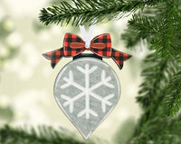 Rustic Tear Drop Christmas Ornament - Sew Lucky Embroidery