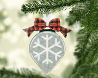 Rustic Tear Drop Christmas Ornament - Sew Lucky Embroidery