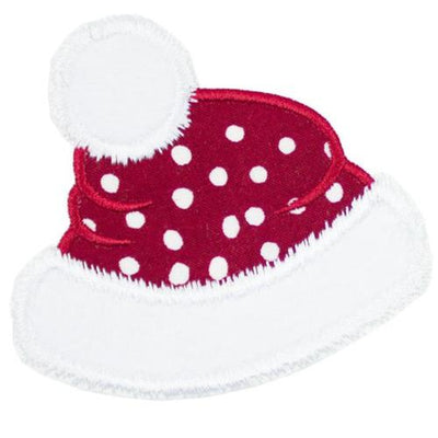 Santa Hat with Polka Dots Sew or Iron on Embroidered Patch