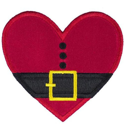 Santa Heart Sew or Iron on Embroidered Patch