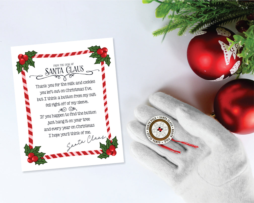Santa's Lost Button and Letter Christmas Ornament and Decorations - Sew Lucky Embroidery